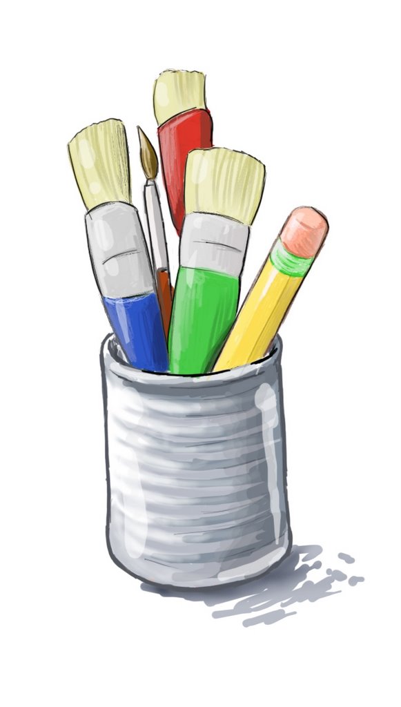 قلم‌موهای رنگی در قوطی